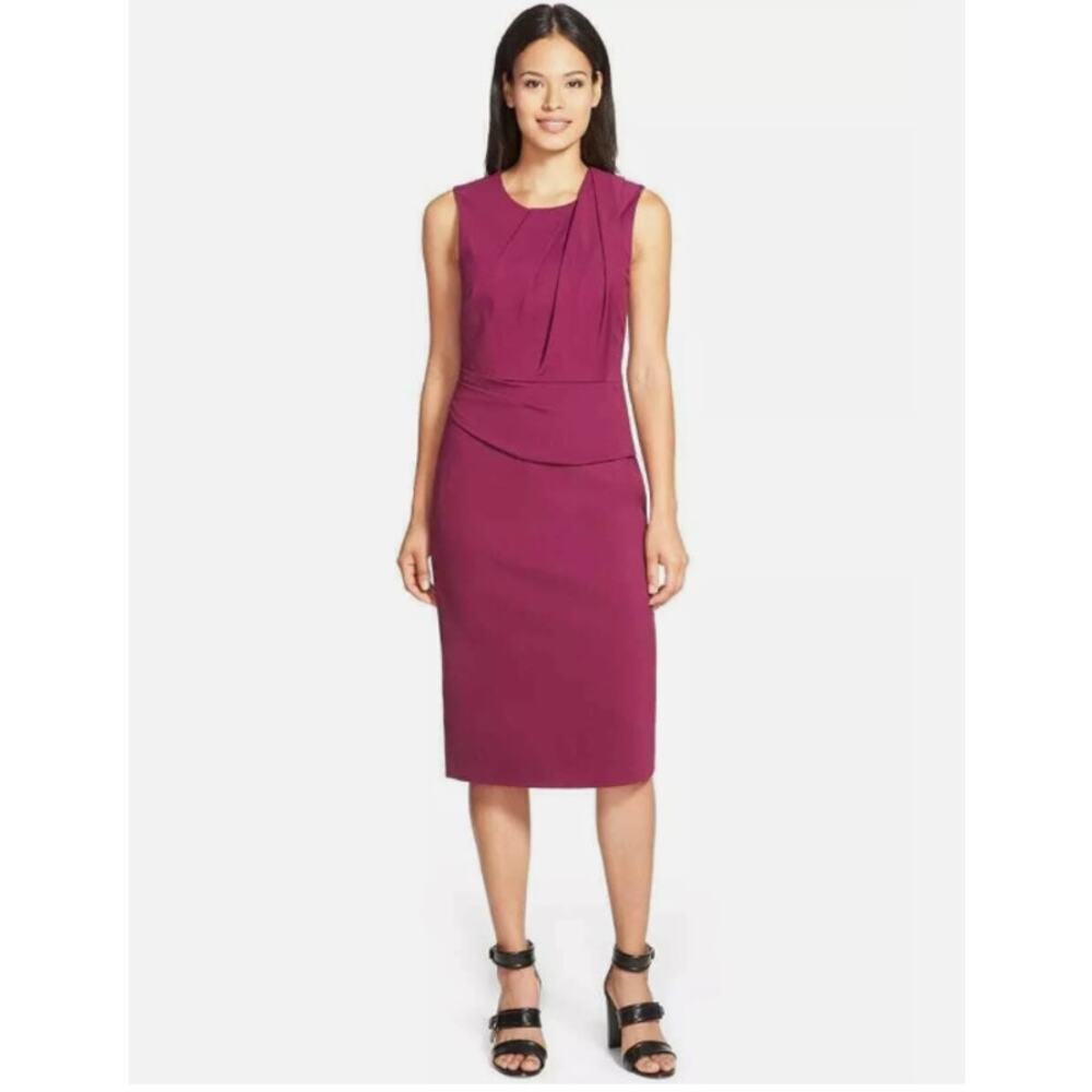 Kobi Halperin Ava Drape Double Knit Sleeveless Sheath Dress Purple Size 10